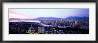 Framed Aerial view of cityscape at sunset, Vancouver, British Columbia, Canada 2011