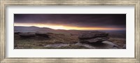 Framed Bright horizon with dark clouds from Higher Tor, Dartmoor, Devon, England