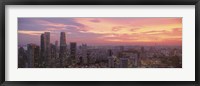 Framed High angle view of a city at sunset, Singapore City, Singapore