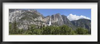 Framed Panoramic view of Yosemite Falls and the Yosemite meadow in late spring, Yosemite National Park, California, USA