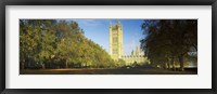 Framed Victoria Tower at a government building, Houses of Parliament, London, England