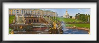 Framed Grand Cascade fountain in front of the Peterhof Grand Palace, Petrodvorets, St. Petersburg, Russia