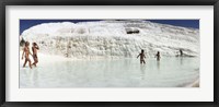 Framed Children enjoying in the hot springs and travertine pool, Pamukkale, Denizli Province, Turkey