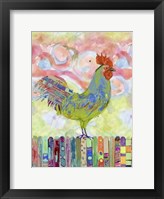 Rooster on a Fence I Framed Print