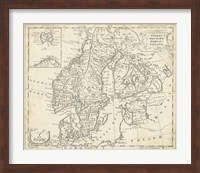 Framed Map of Sweden & Denmark