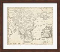 Framed Map of Hungary & Turkey in Europe