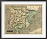 Framed Thomson's Map of Spain & Portugal