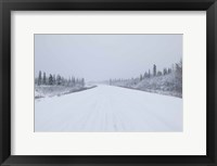 Framed Highway passing through a snow covered landscape, George Parks Highway, Denali National Park, Alaska, USA