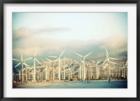 Framed Wind turbines with mountains in the background, Palm Springs, Riverside County, California, USA