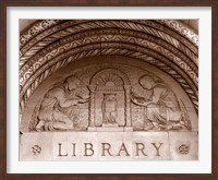 Framed Detail of carvings on the wall of Powell Library, University of California, Los Angeles, California, USA