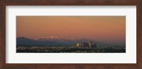 Framed High angle view of a city at dusk, Los Angeles, California, USA