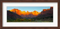 Framed Towers of the Virgin and the West Temple in Zion National Park, Springdale, Utah, USA