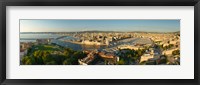 Framed High angle view of a city with port, Marseille, Bouches-du-Rhone, Provence-Alpes-Cote D'Azur, France