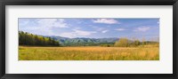 Framed Field with a mountain range in the background, Cades Cove, Great Smoky Mountains National Park, Blount County, Tennessee, USA