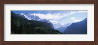 Framed Snow covered mountains, Swiss Alps, Wengen, Bernese Oberland, Berne Canton, Switzerland