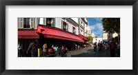 Framed Busy street lined with bistros, Montmarte, Paris, Ile-de-France, France