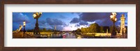 Framed 360 degree view of the Pont Alexandre III bridge at dusk, Seine River, Paris, Ile-de-France, France