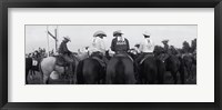 Framed Cowboys on horses at rodeo, Wichita Falls, Texas, USA