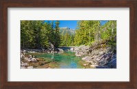 Framed McDonald Creek along Going-to-the-Sun Road at US Glacier National Park, Montana, USA