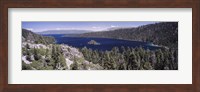 Framed High angle view of a lake with mountains in the background, Lake Tahoe, California, USA