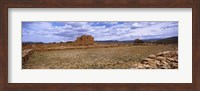 Framed Landscape view of Pecos Pueblo mission church ruins, Pecos National Historical Park, New Mexico, USA