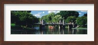 Framed Swan boat in the pond at Boston Public Garden, Boston, Massachusetts, USA