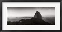 Framed Sugarloaf Mountain at sunset, Rio de Janeiro, Brazill (black and white)