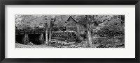 Framed Glade Creek Grist Mill, Babcock State Park, West Virginia, USA (Black & White)