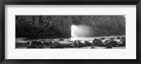 Framed Rock formation on the beach in black and white, Big Sur, California