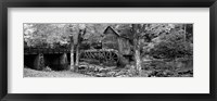 Framed Black & White View of Glade Creek Grist Mill, Babcock State Park, West Virginia, USA