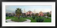 Framed Formal garden in front of a church, Aya Sofya, Istanbul, Turkey