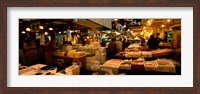 Framed People buying fish in a fish market, Tsukiji Fish Market, Tsukiji, Tokyo Prefecture, Kanto Region, Japan