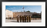 Framed Israeli soldiers being instructed by officer in plaza in front of Western Wall, Jerusalem, Israel