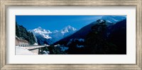 Framed Bridge through Snowcapped mountain range, Valais Canton, Switzerland