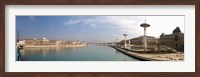 Framed City viewed from University Bridge, Rhone River, Lyon, Rhone, Rhone-Alpes, France