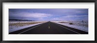 Framed Winter highway passing through a landscape, New Mexico, USA