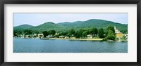 Framed Lake George shore line, New York State, USA