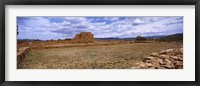 Framed Landscape view of Pecos Pueblo mission church ruins, Pecos National Historical Park, New Mexico, USA