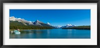 Framed Lake with mountains in the background, Maligne Lake, Jasper National Park, Alberta, Canada
