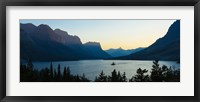 Framed Sunset over St. Mary Lake with Wild Goose Island, US Glacier National Park, Montana, USA