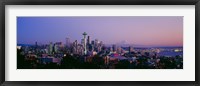 Framed High angle view of a city at sunrise, Seattle, Mt Rainier, Washington State