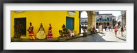 Framed People in Native dress on Plaza De La Catedral, Havana, Cuba