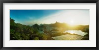 Framed Helipad at the top of Sugarloaf Mountain at sunset, Rio de Janeiro, Brazil