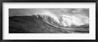 Framed Surfer in the sea in Black and White, Maui, Hawaii
