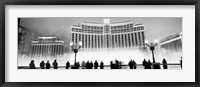 Framed Bellagio Resort And Casino Lit Up At Night, Las Vegas (black & white)