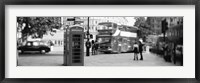 Framed Phone Box, Trafalgar Square, England (black and white)