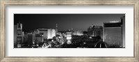 Framed Buildings Lit Up At Night, Las Vegas, Nevada, USA (black & white)