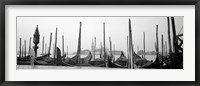 Framed Gondolas moored at a harbor, San Marco Giardinetti, Venice, Italy (black and white)