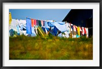 Framed Laundry hanging on the line to dry, Michigan, USA