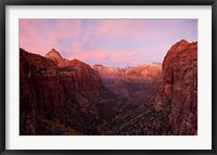 Framed Zion Canyon at sunset, Zion National Park, Springdale, Utah, USA